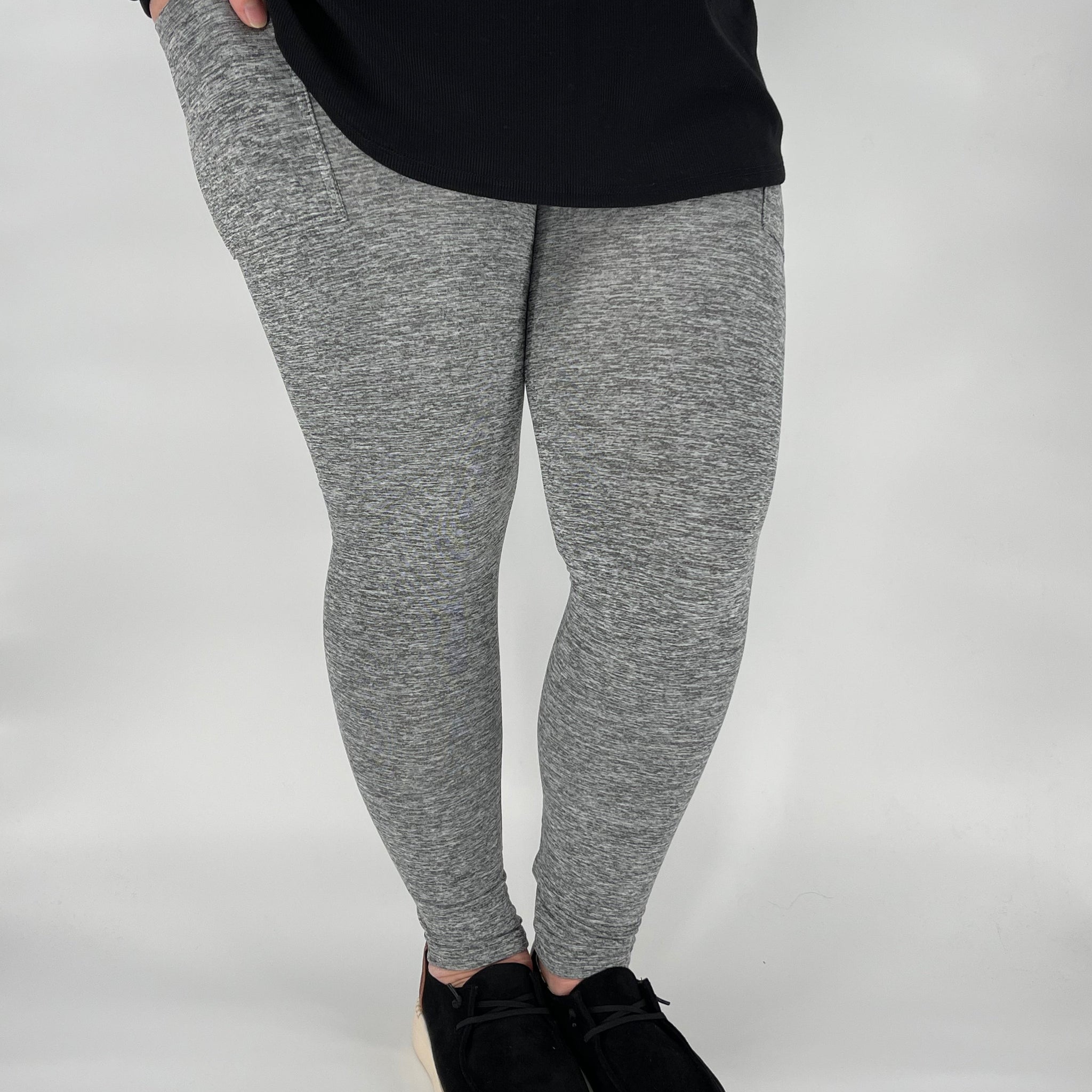 Grey Fleece Leggings w/ Pockets