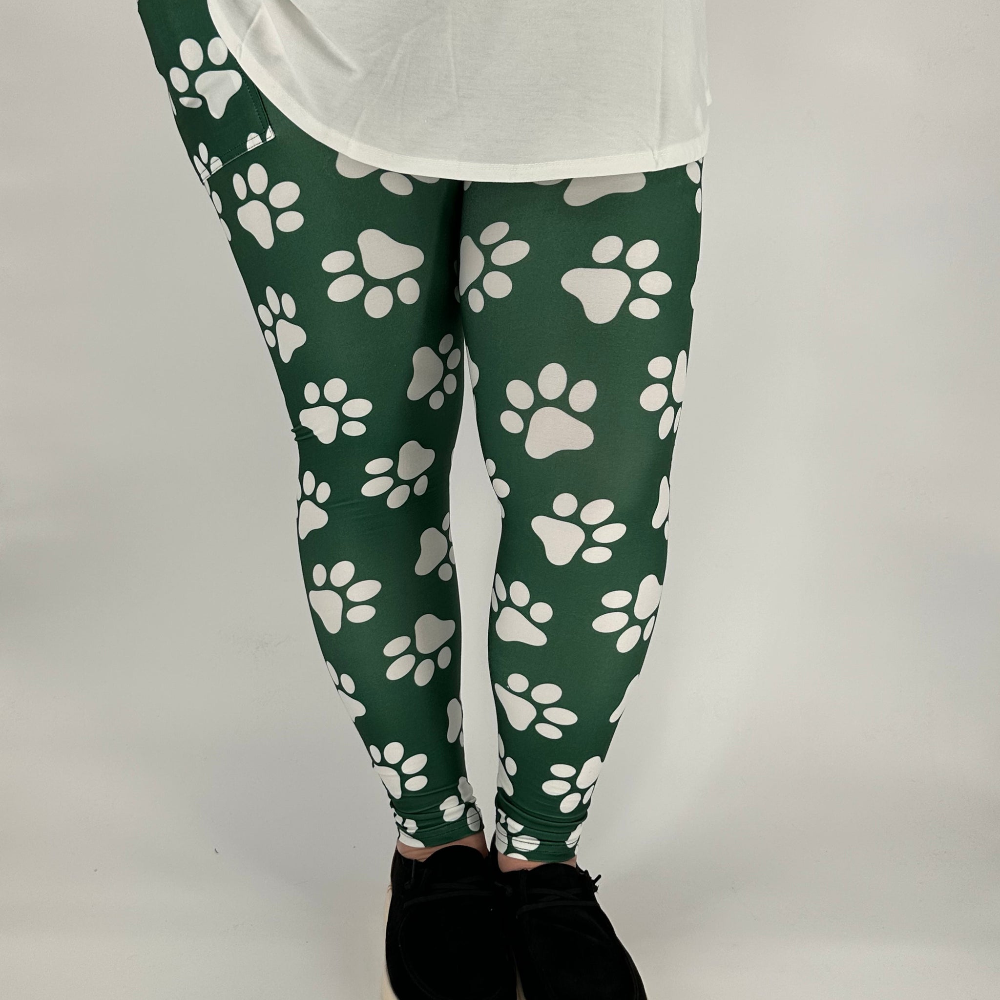 Green Paw Leggings w/ Pockets