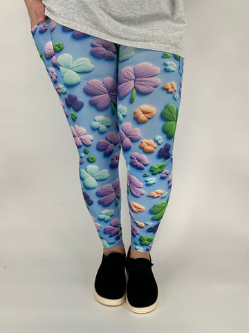 Colorful Clover Leggings w/ Pockets