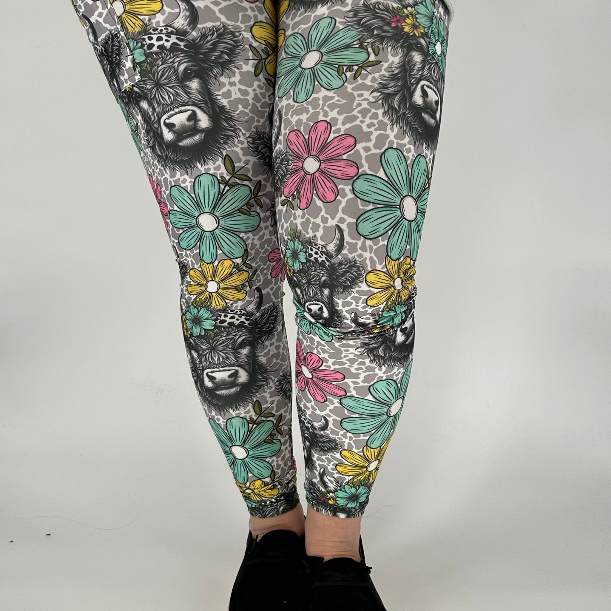 Headband Cow Leggings w/ Pockets