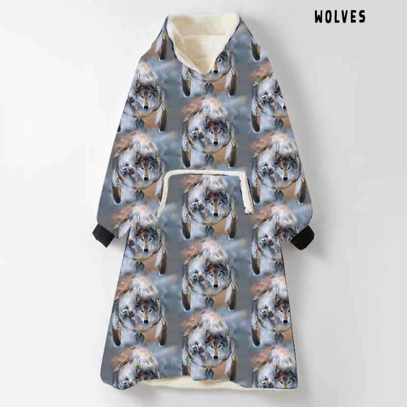 Wolves-Hoodie Blanket Plus Size