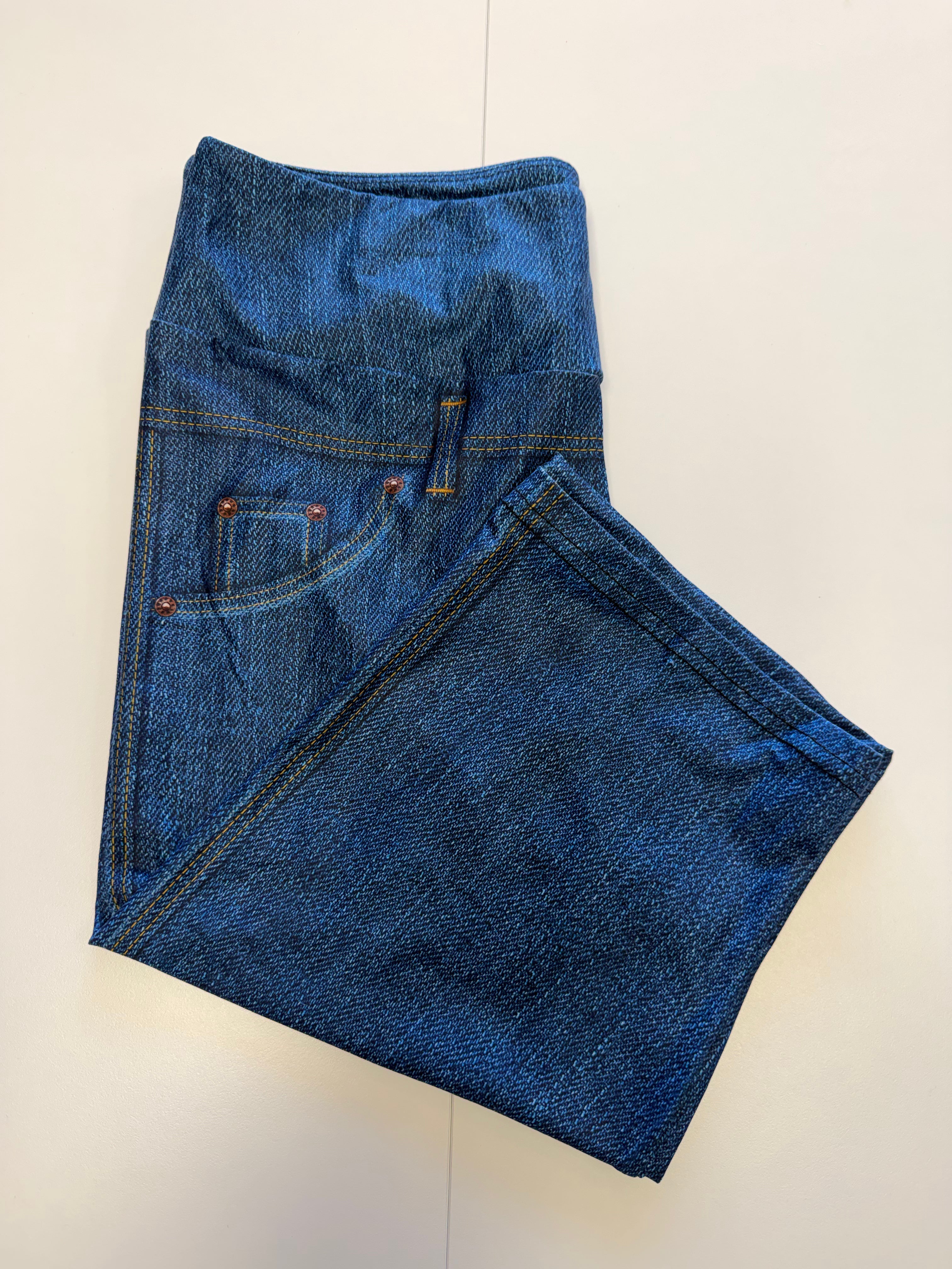Faux Blue Denim Bermuda Shorts w/ Back Pockets *RTS