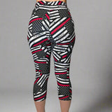 Firefighter Support Thin Red Line Flag Print Soft Leggings - Capri or Full Length