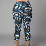 Thin Blue Line Flag Print Soft Leggings - Comfortable & Supportive for Everyday Wear - Capri or Full Length