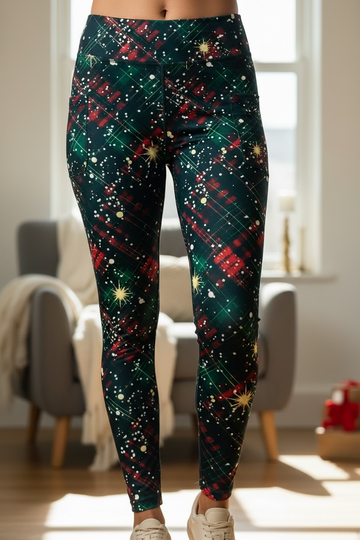 Sparkle Plaid Leggings w/ Pockets