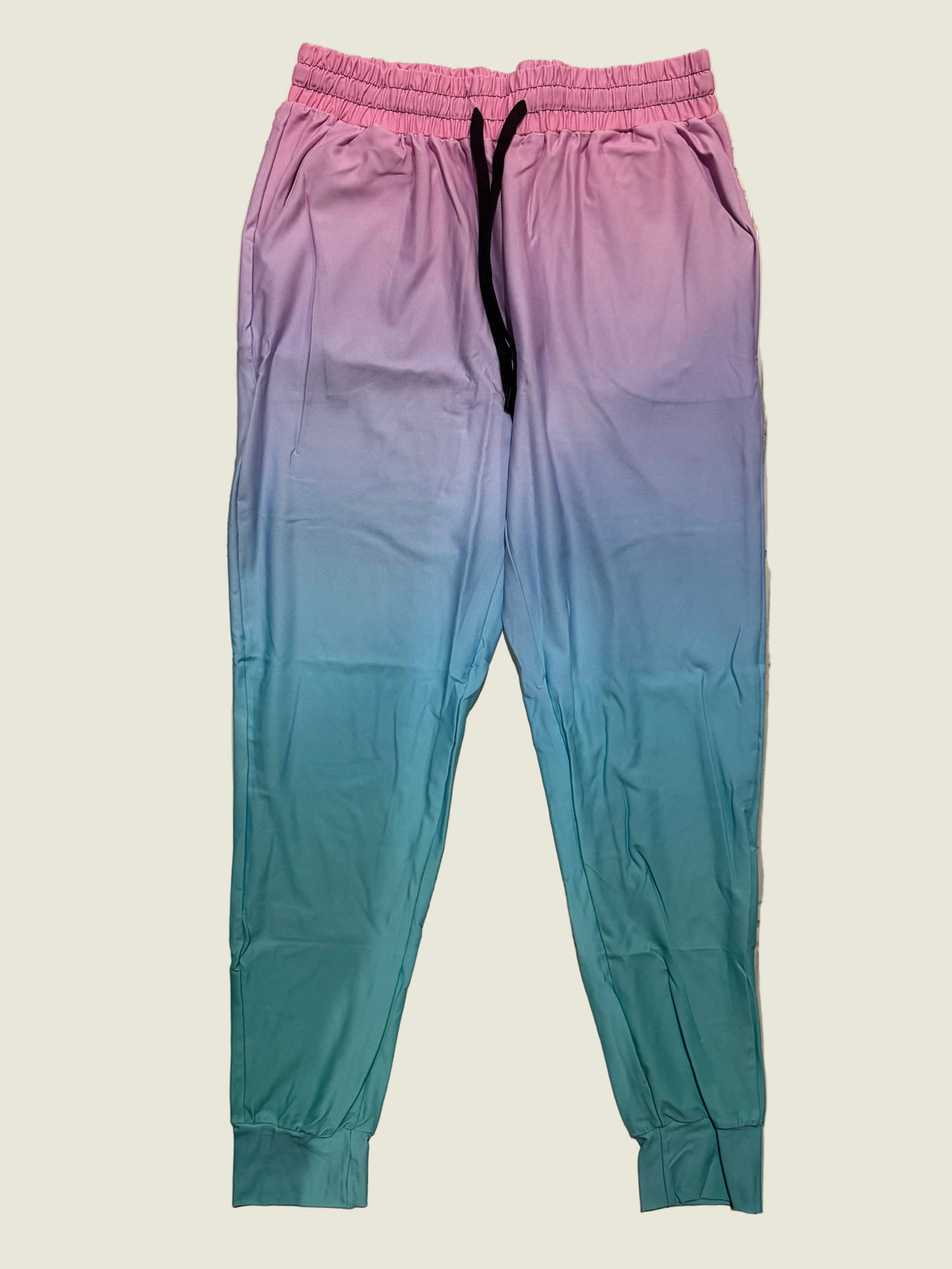 Pink Green Blue Ombre Print Soft Joggers