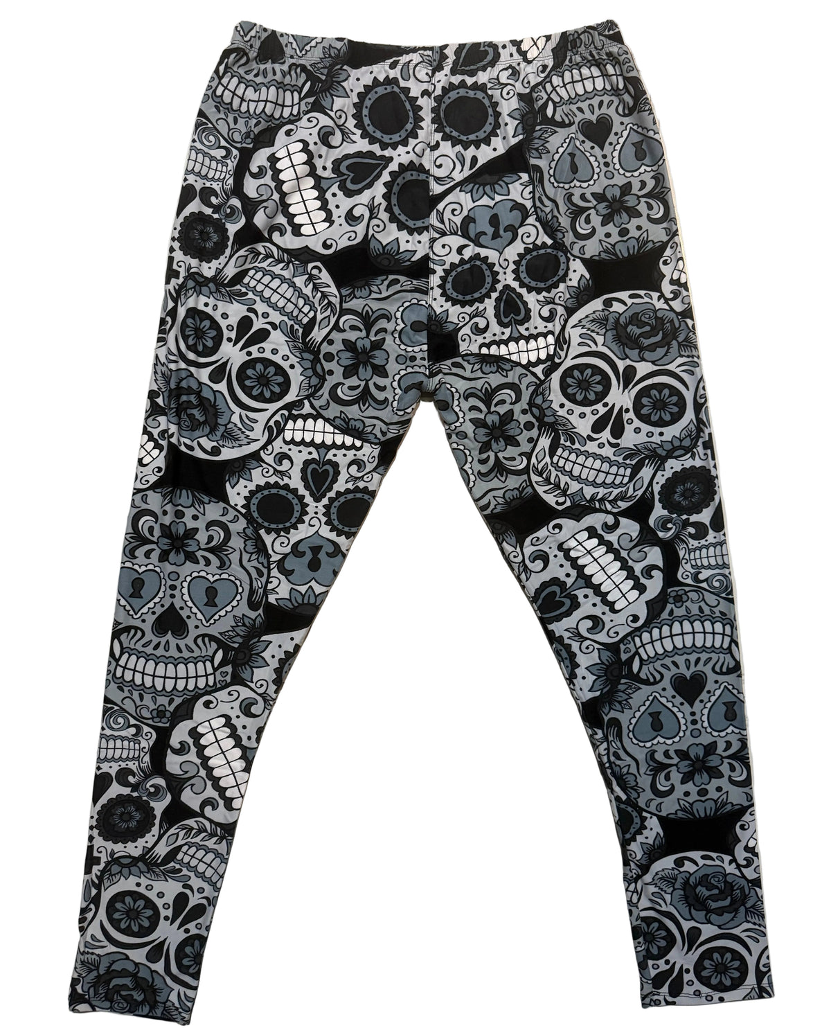B&W Large Sugar Skull Print Soft Leggings
