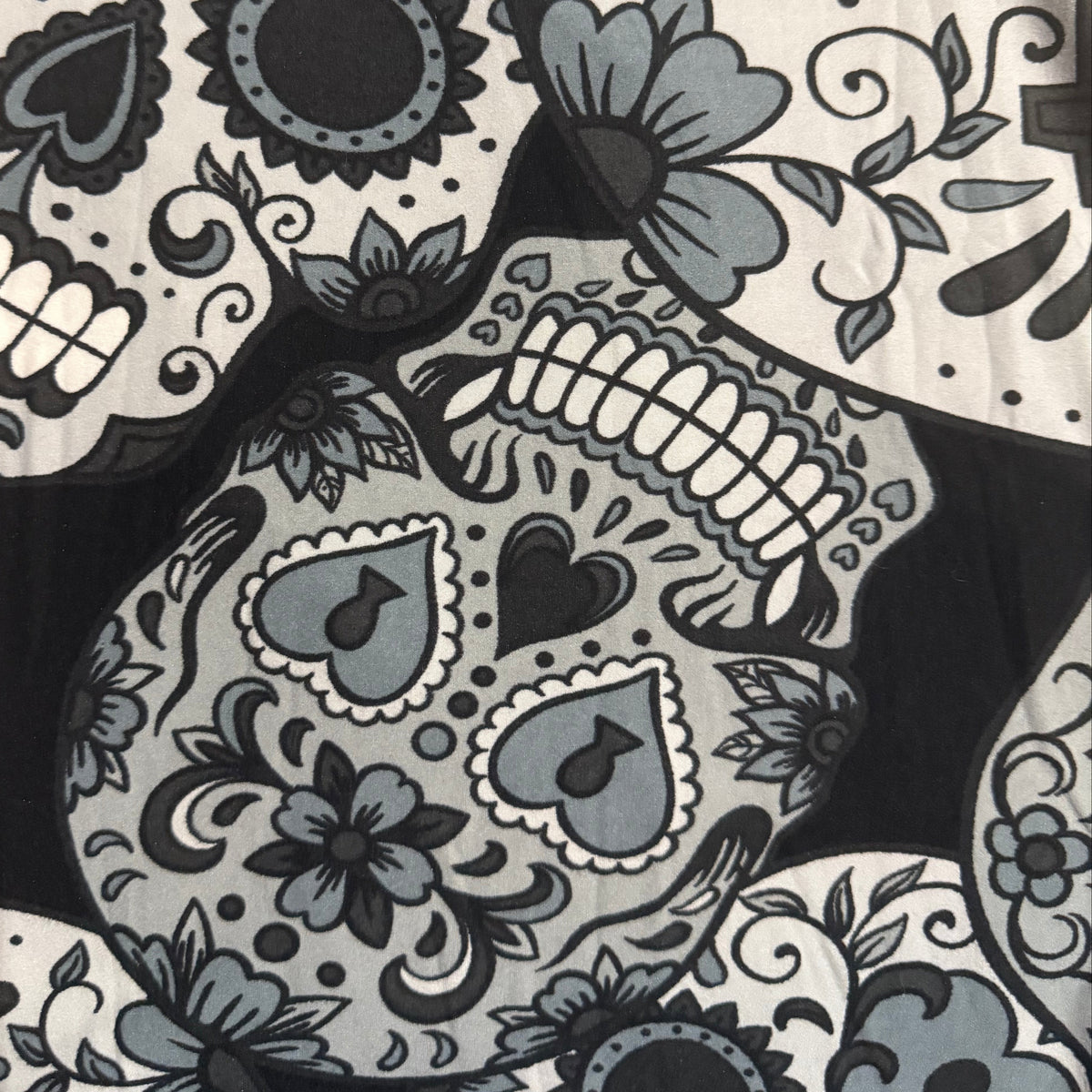 B&W Large Sugar Skull Print Soft Leggings