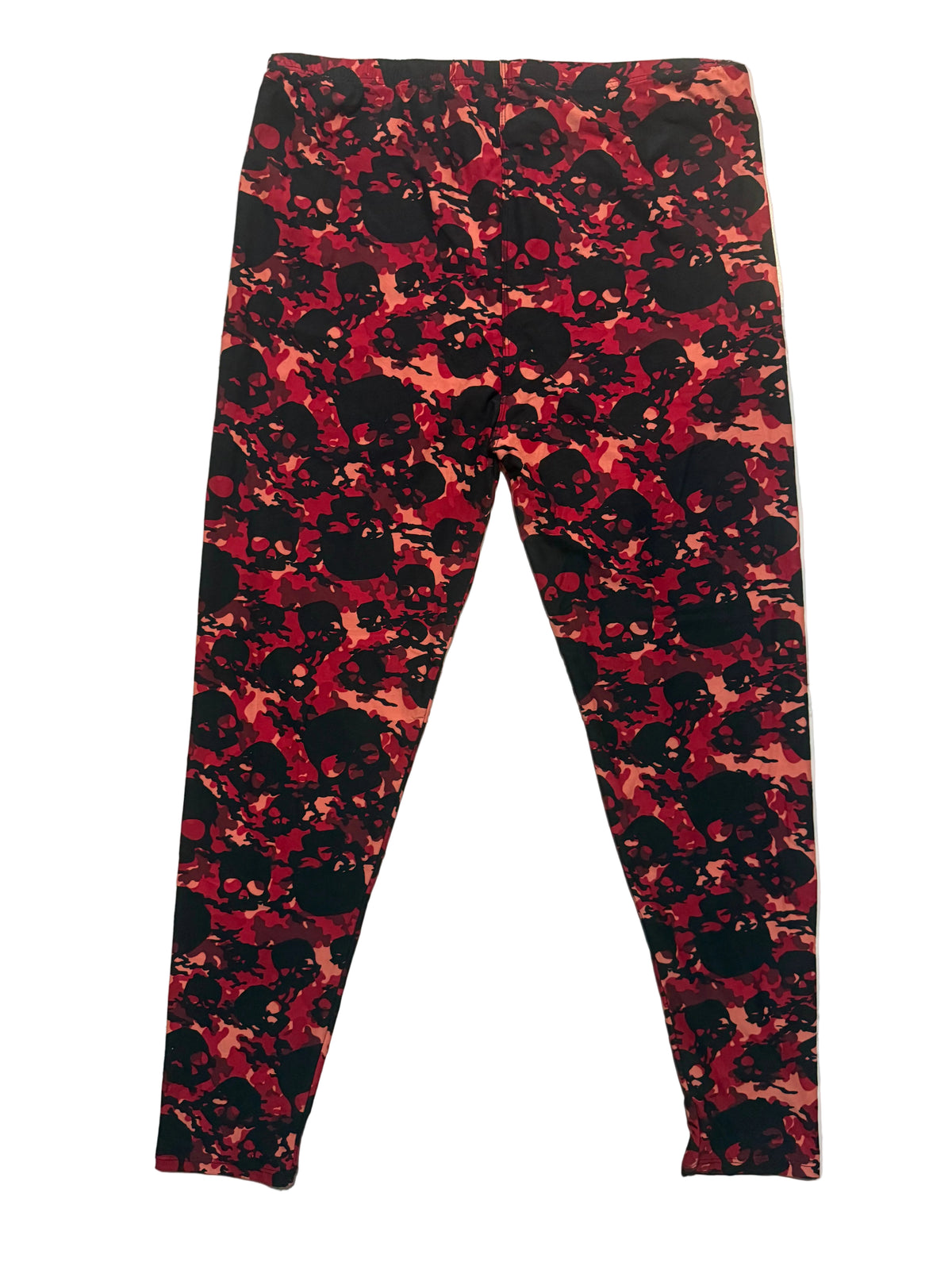 Red Fire Camo Skulls Print Leggings