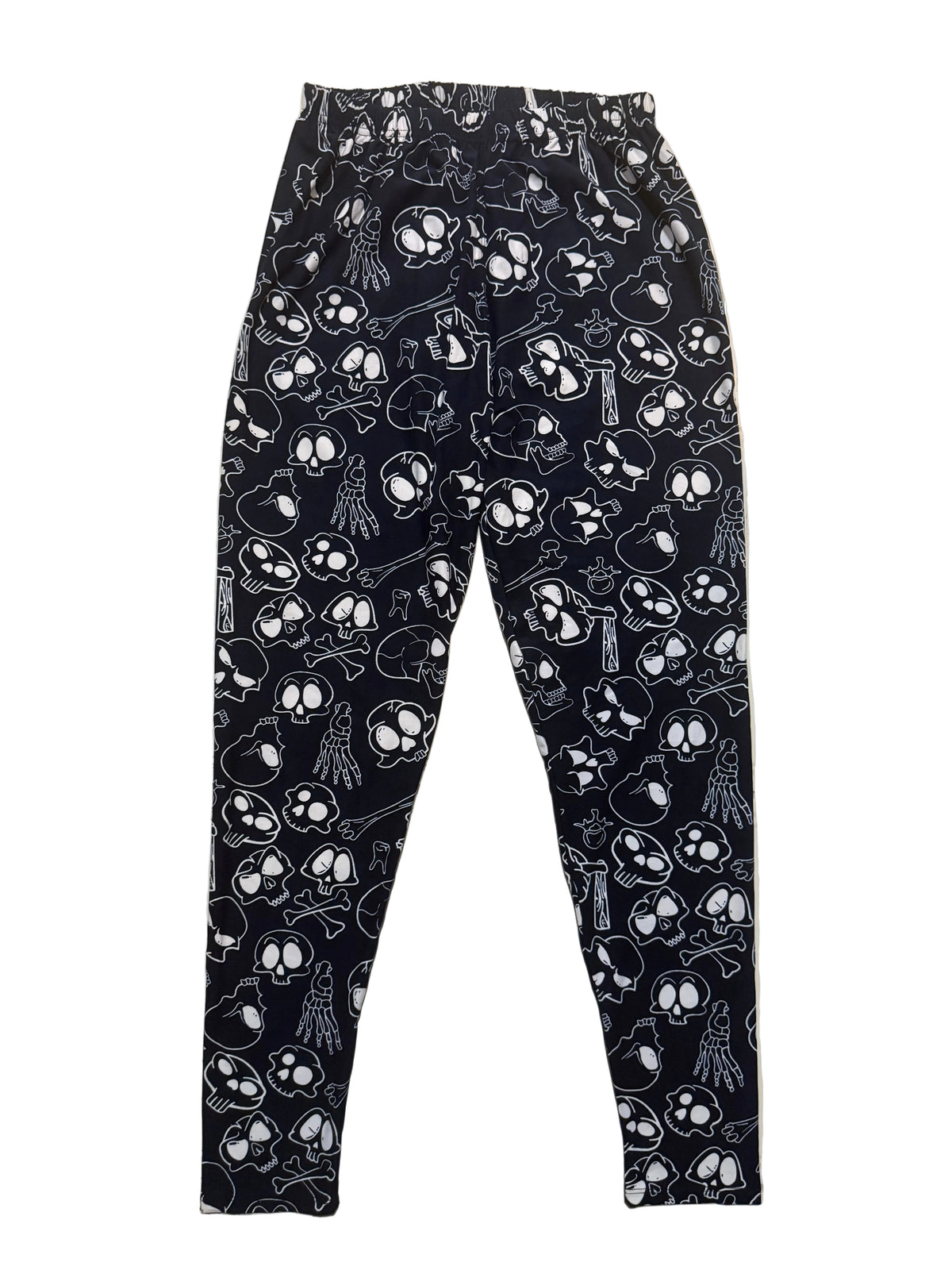 Navy Blue Cartoon Skull Soft Leggings