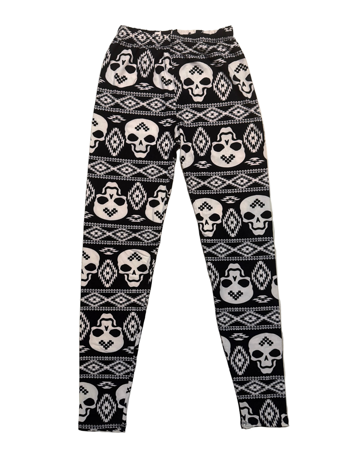 Geometric Tapestry Skull Print Soft Leggings
