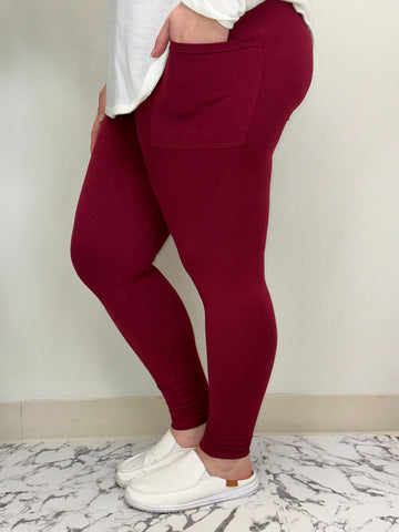 Cranberry Leggings w/ Pockets