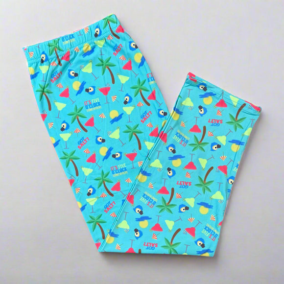 Got Salt? Five O'clock Margarita Print Blue Soft Capri Leggings