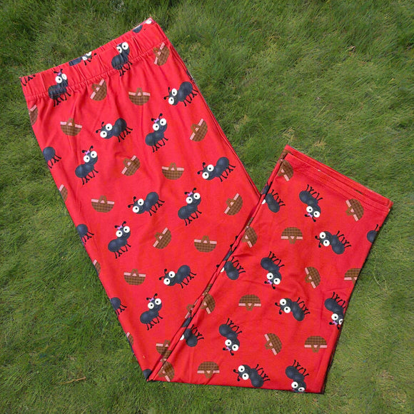 Ants On Pants Print Red Capri Leggings