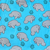 Cute Manatee Print Aqua Blue Soft Leggings