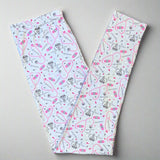 Medical Profession-Themed Leggings - Soft and Stretchy, Gray with Pink & White Accents - Comfortable Scrubs Alternative