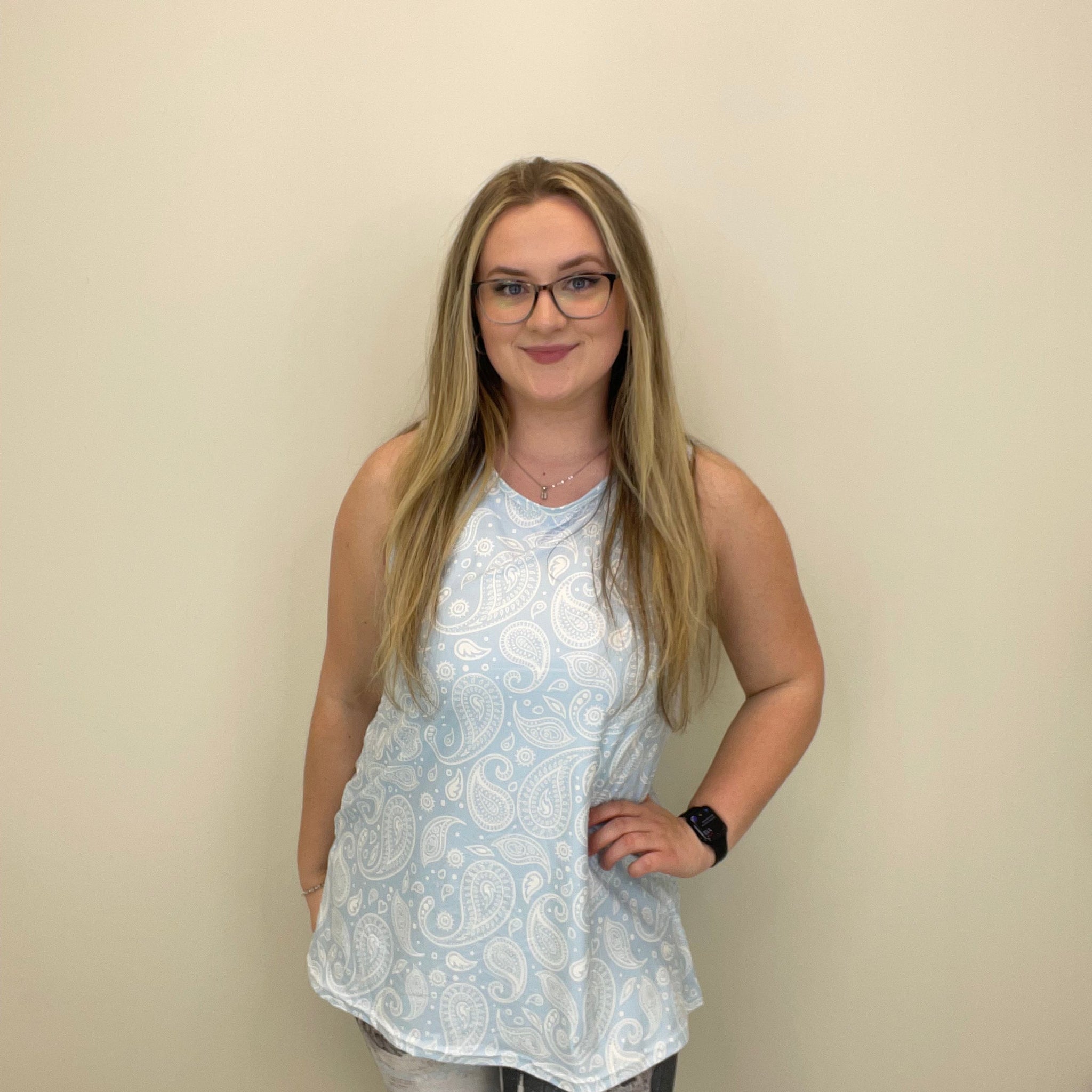 Light Blue Paisley Tank Top