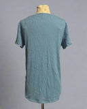 Ribbed V-Neck Dolphin Hem Pocket Top