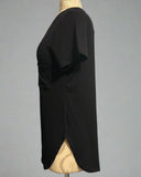 Ribbed V-Neck Dolphin Hem Pocket Top