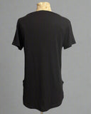 Ribbed V-Neck Dolphin Hem Pocket Top