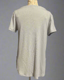 Ribbed V-Neck Dolphin Hem Pocket Top