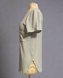 Ribbed V-Neck Dolphin Hem Pocket Top