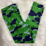 Seahawks Green & Blue Camo Print Soft Leggings