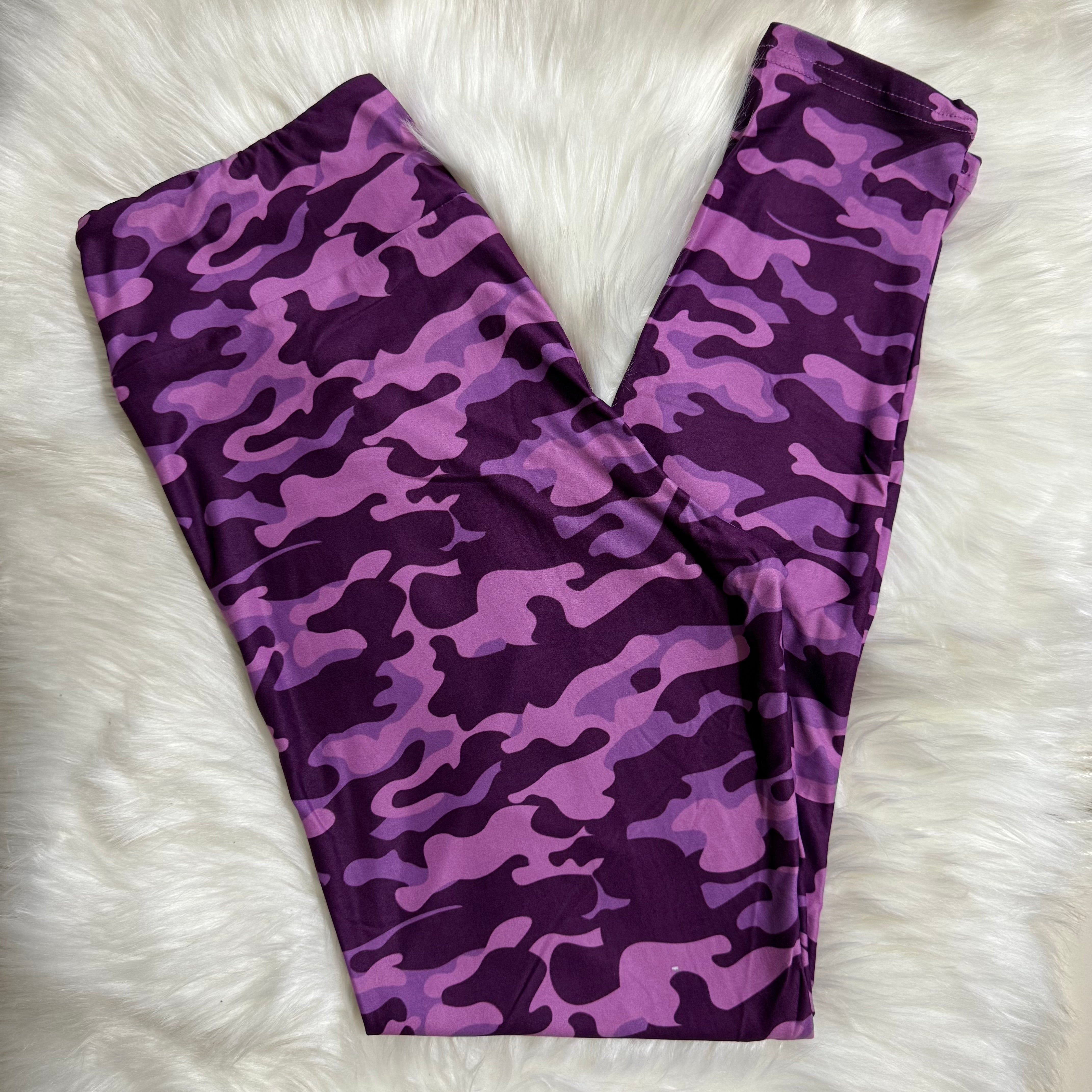 Purple Camo Print Soft Leggings