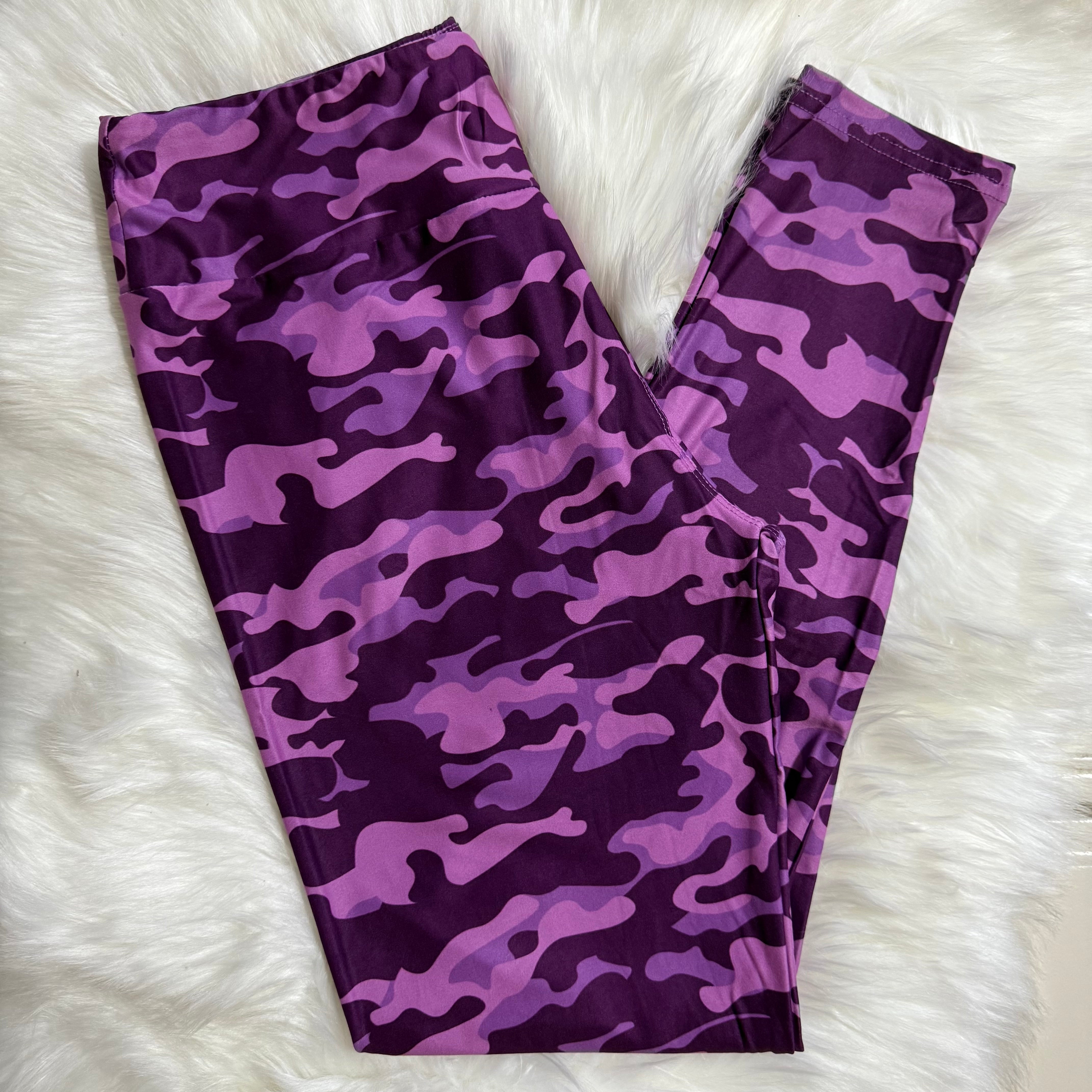 Purple Camo Print Soft Leggings