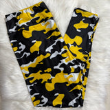 Black & Yellow Camo Print Soft Leggings