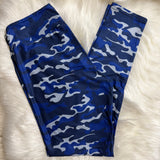 Blue & Gray Camo Print Soft Leggings