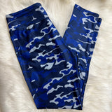 Blue & Gray Camo Print Soft Leggings