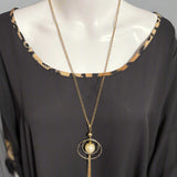 Leopard Trimmed Half Sleeve Black Top