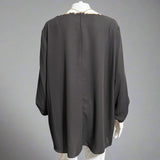 Leopard Trimmed Half Sleeve Black Top