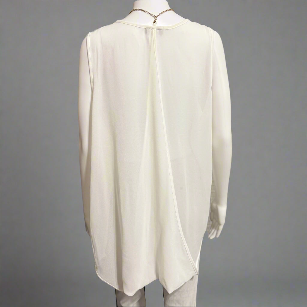 Chiffon Double Cross Back Sleeveless Top - White or Black