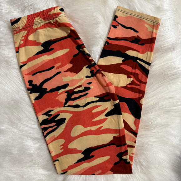 Orange Camo Print Leggings