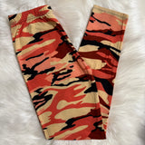 Orange Camo Print Leggings