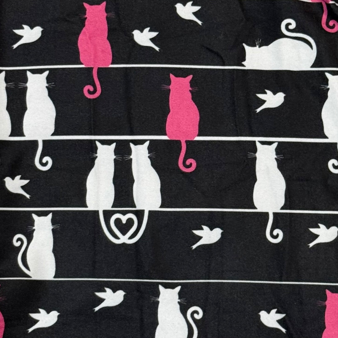 Cats On A Bird Line Print Capri or Full Length Leggings