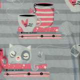 But First Coffee & Cats Print Gray & Pink Leggings