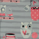 But First Coffee & Cats Print Gray & Pink Leggings