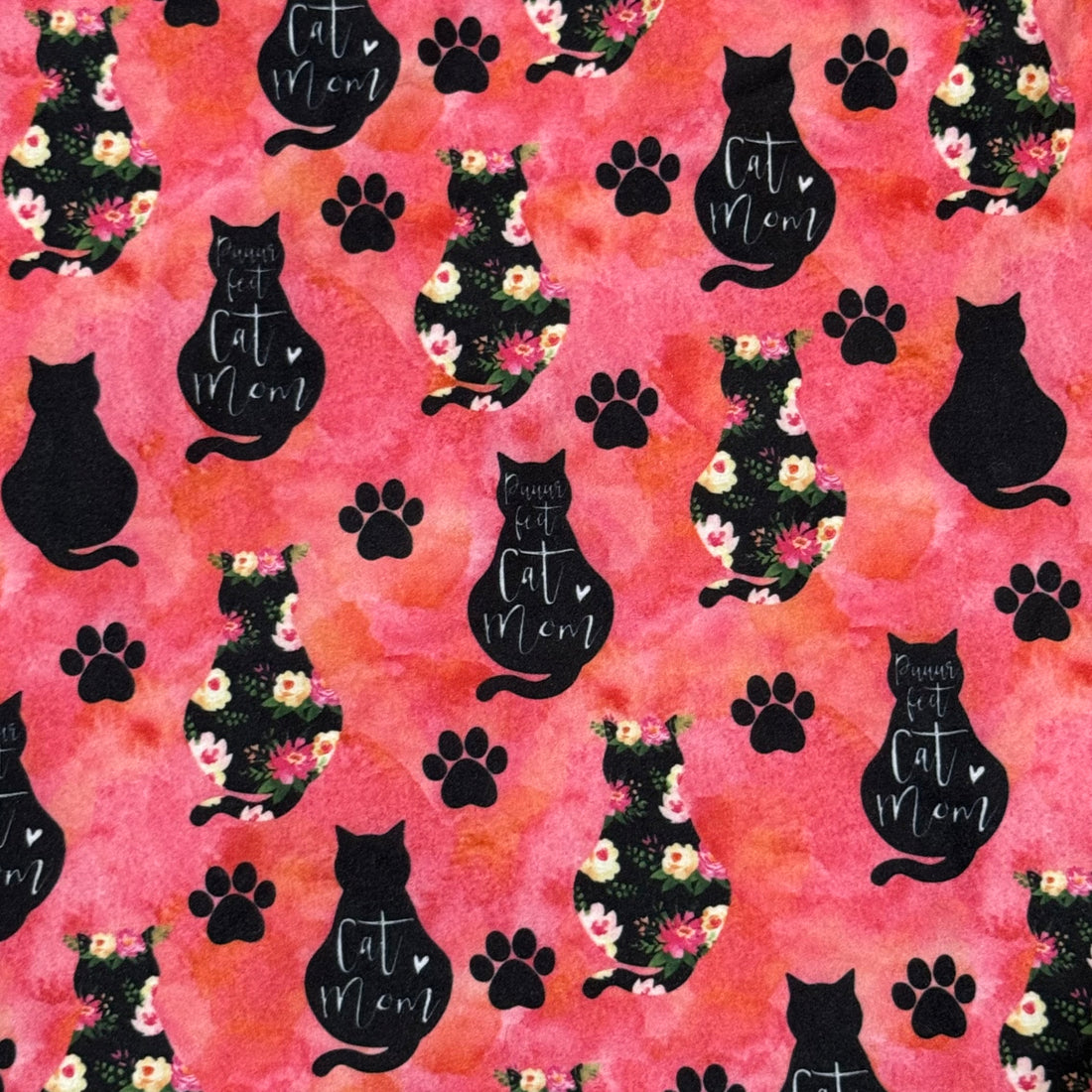 Purfect Cat Mom Print Pink Leggings