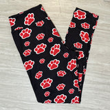 Red Paw Prints Leggings with Pocket in Waist Band