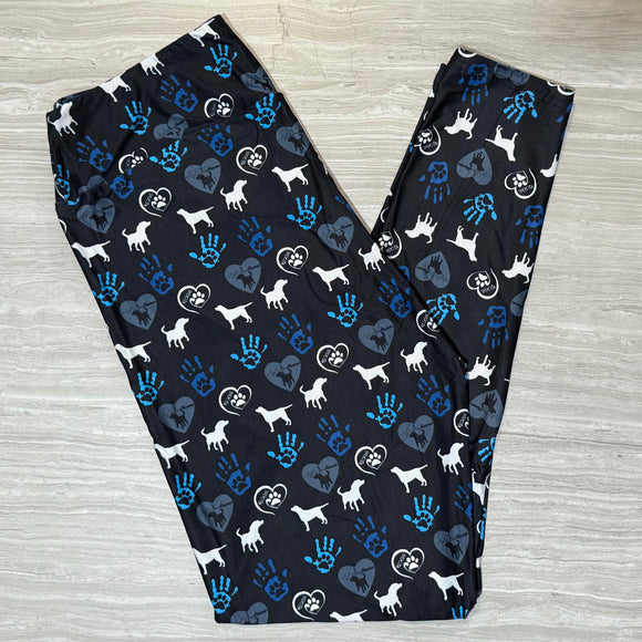 Dog Rescue Hearts & Handprints Print Leggings
