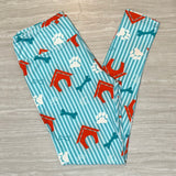 Dog House Print Striped Leggings