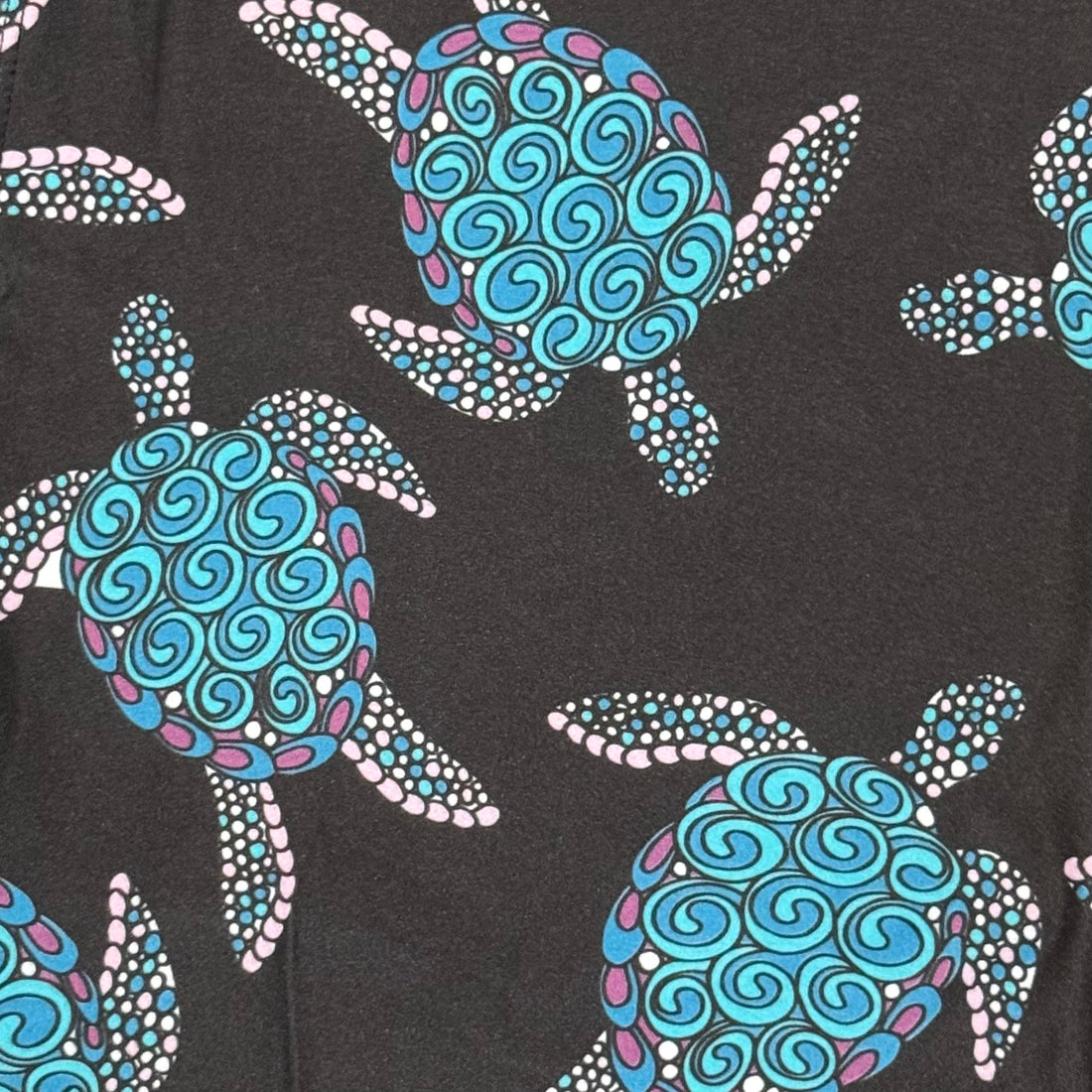 Turquoise Blue Turtle Print Soft Black Leggings