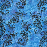Seahorse Dragon Blue Ocean Wave Print Leggings