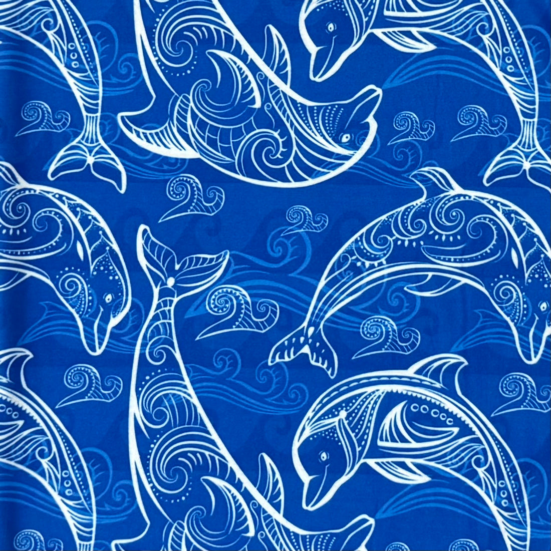 Swirl Dolphin Ocean Wave Print Blue Capri Soft Leggings