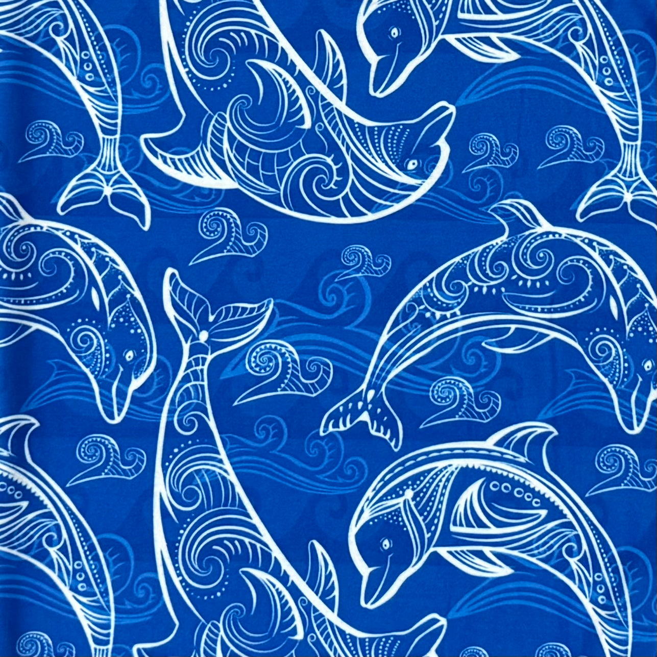 Swirl Dolphin Ocean Wave Print Blue Capri Soft Leggings