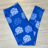 Polka Dotted Blue Whale Print Leggings