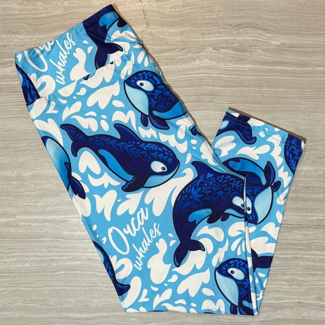 Orca Whale Print Capri Soft Leggings - Defect